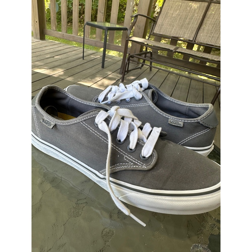 Vans‎ Women's Low Top Sneakers Gray Canvas Lace Up Casual Shoes Size 10